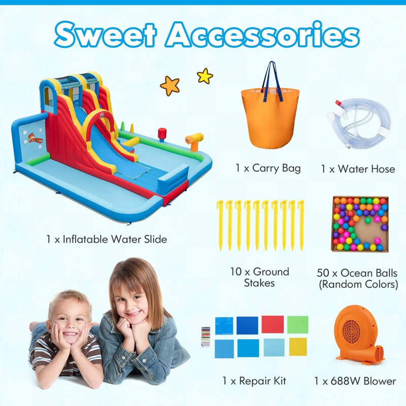 6-Piece Patio Furniture Set with Inflatable Water Slide Park by DirectDeals