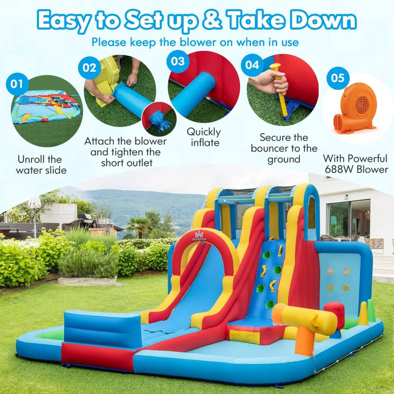 6-Piece Patio Furniture Set with Inflatable Water Slide Park by DirectDeals