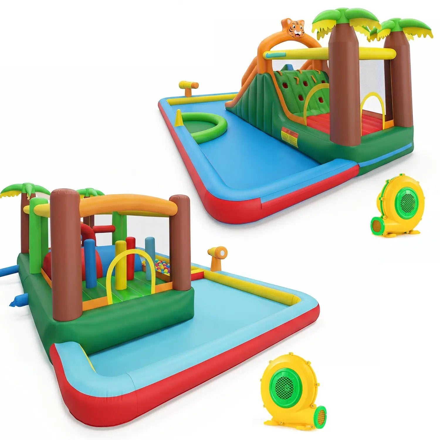 Inflatable Water Park with Dual Slides & Obstacle Course by DirectDeals