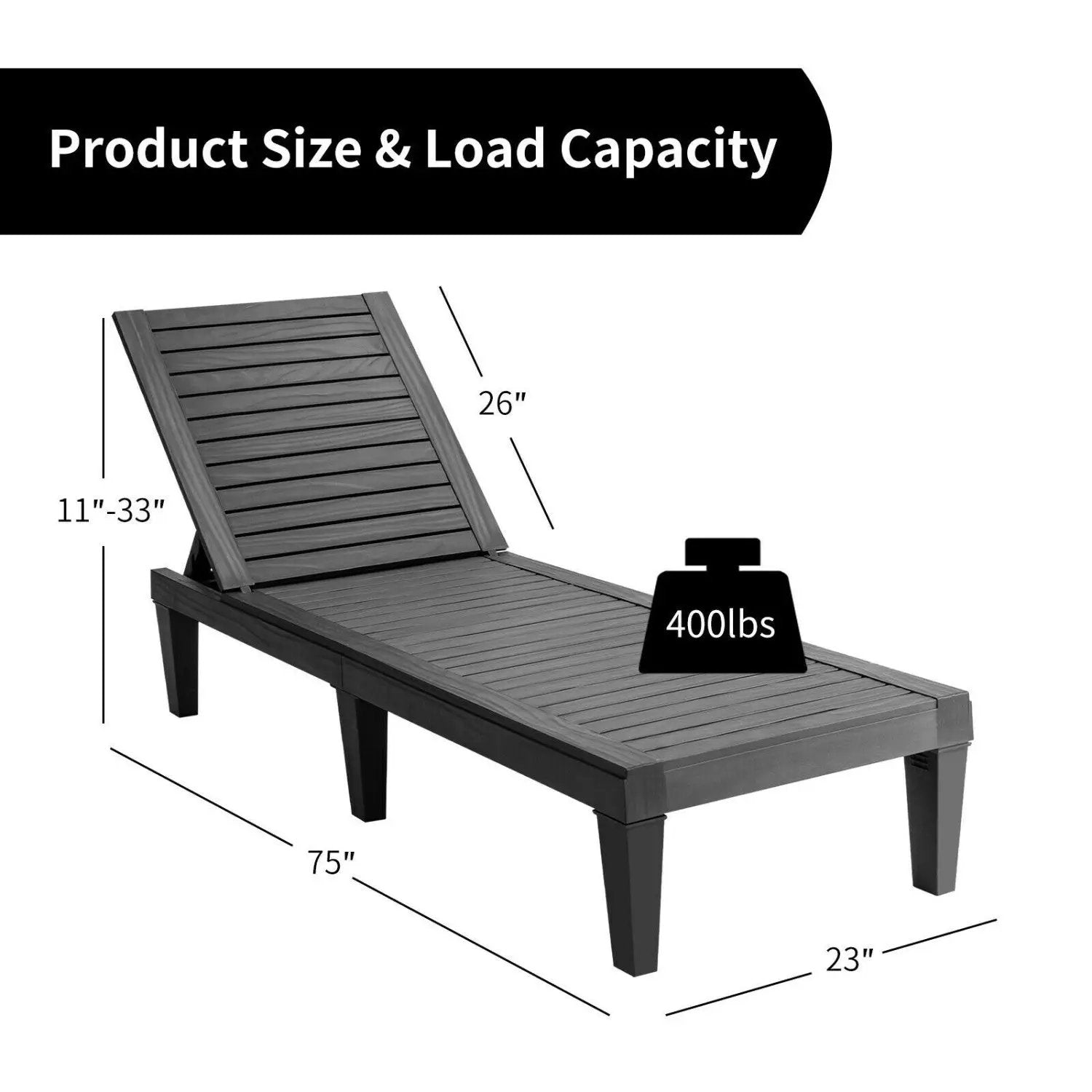 Outdoor Chaise Lounge Chair Set of 2 with 5-Position Backrest by DirectDeals