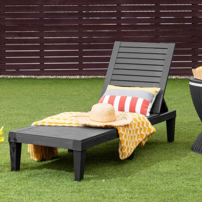 Outdoor Chaise Lounge Chair Set of 2 with 5-Position Backrest by DirectDeals