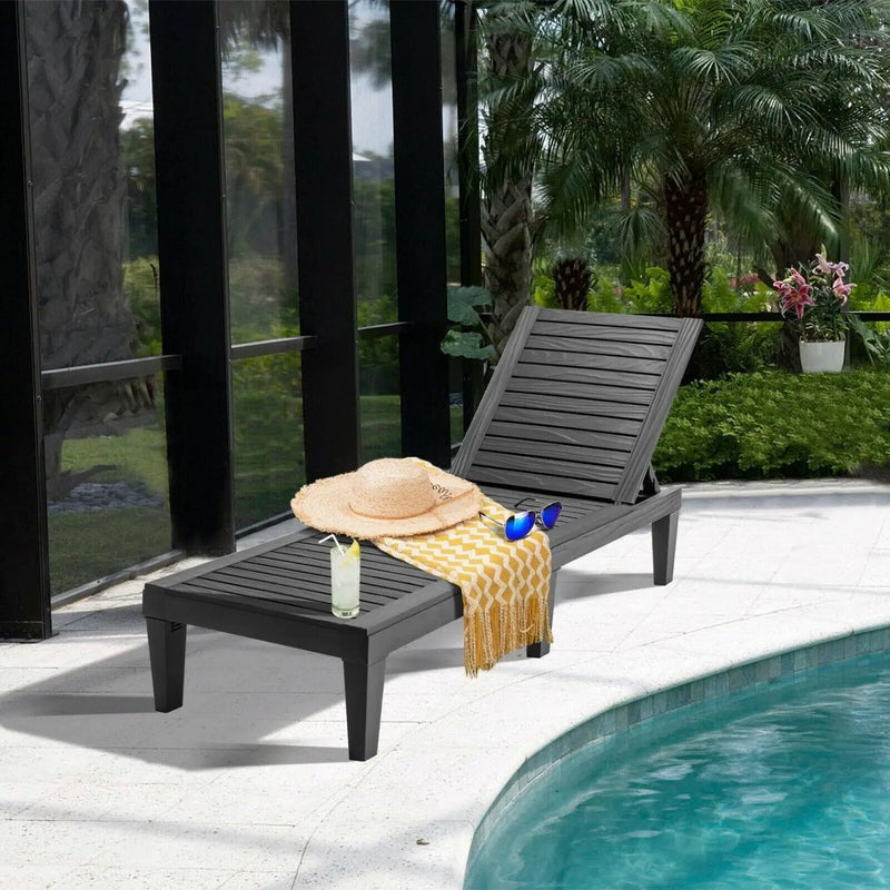 Outdoor Chaise Lounge Chair Set of 2 with 5-Position Backrest by DirectDeals