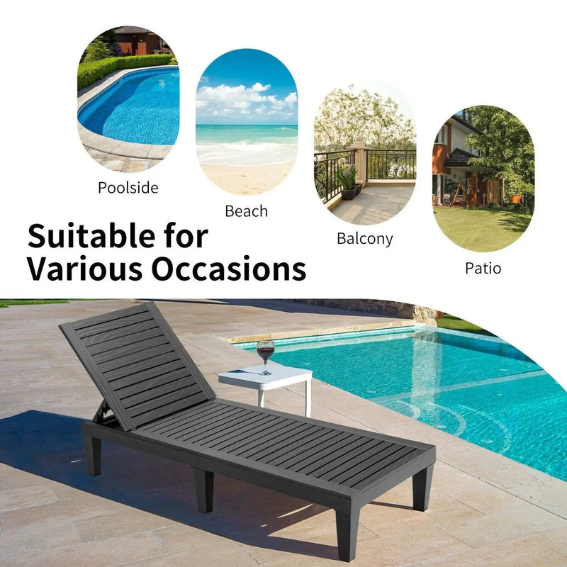 Outdoor Chaise Lounge Chair Set of 2 with 5-Position Backrest by DirectDeals