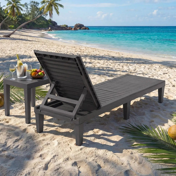 Outdoor Chaise Lounge Chair Set of 2 with 5-Position Backrest, photo 2 of 16
