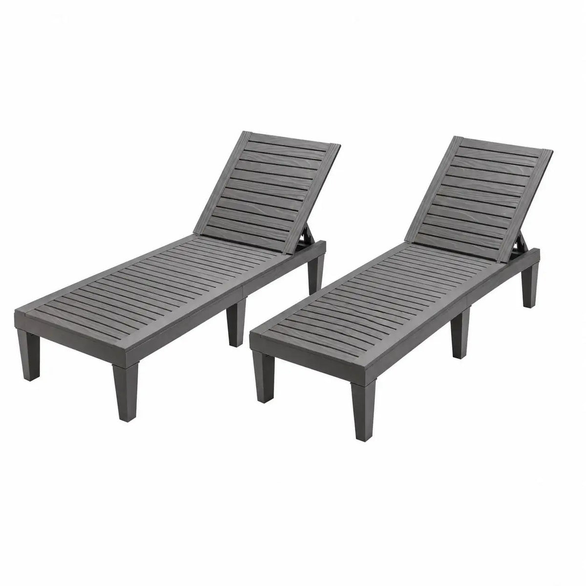 Outdoor Chaise Lounge Chair Set of 2 with 5-Position Backrest by DirectDeals