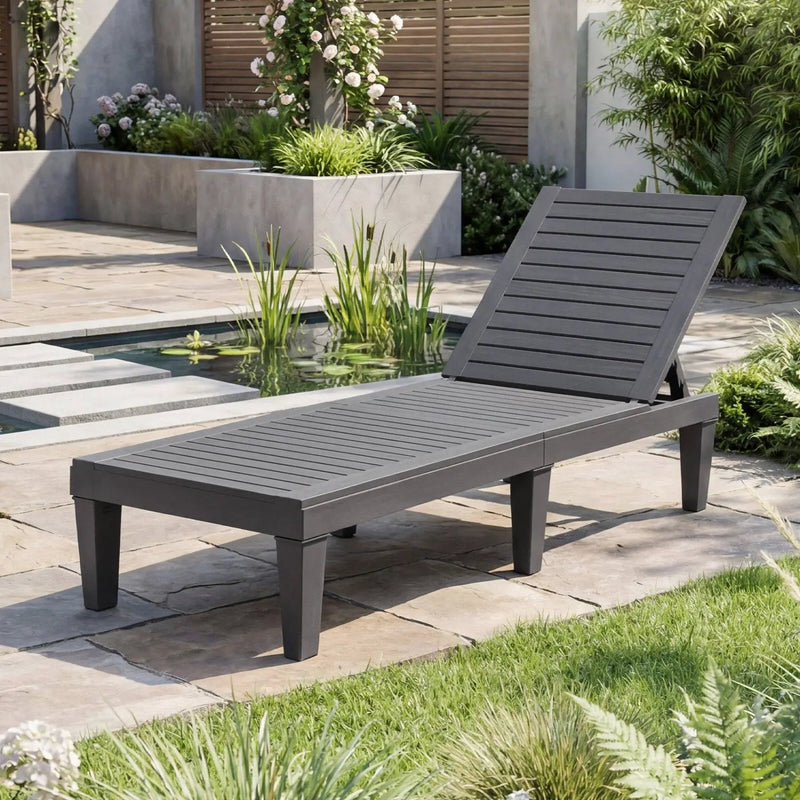 Outdoor Chaise Lounge Chair Set of 2 with 5-Position Backrest by DirectDeals