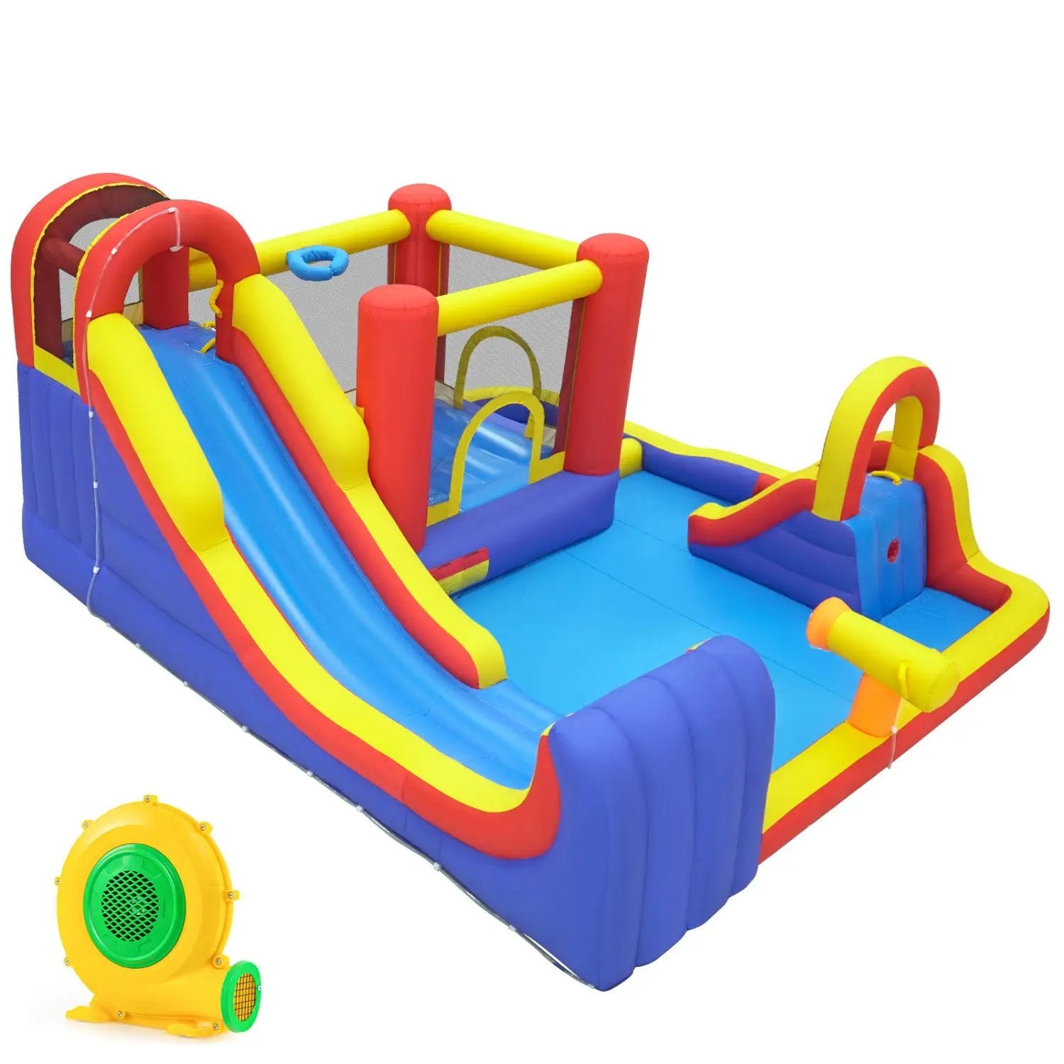 7-in-1 Inflatable Water Slide Bounce House with Dual Slides by DirectDeals