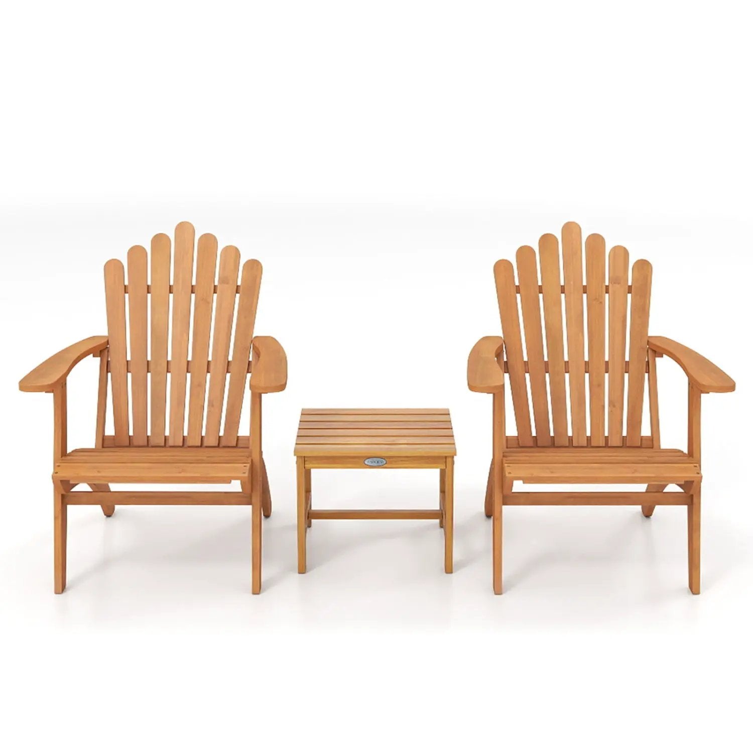 Adirondack Chair Set of 2 with Side Table - Acacia Wood by DirectDeals