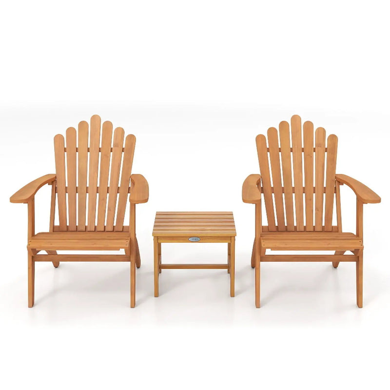 Adirondack Chair Set of 2 with Side Table - Acacia Wood by DirectDeals