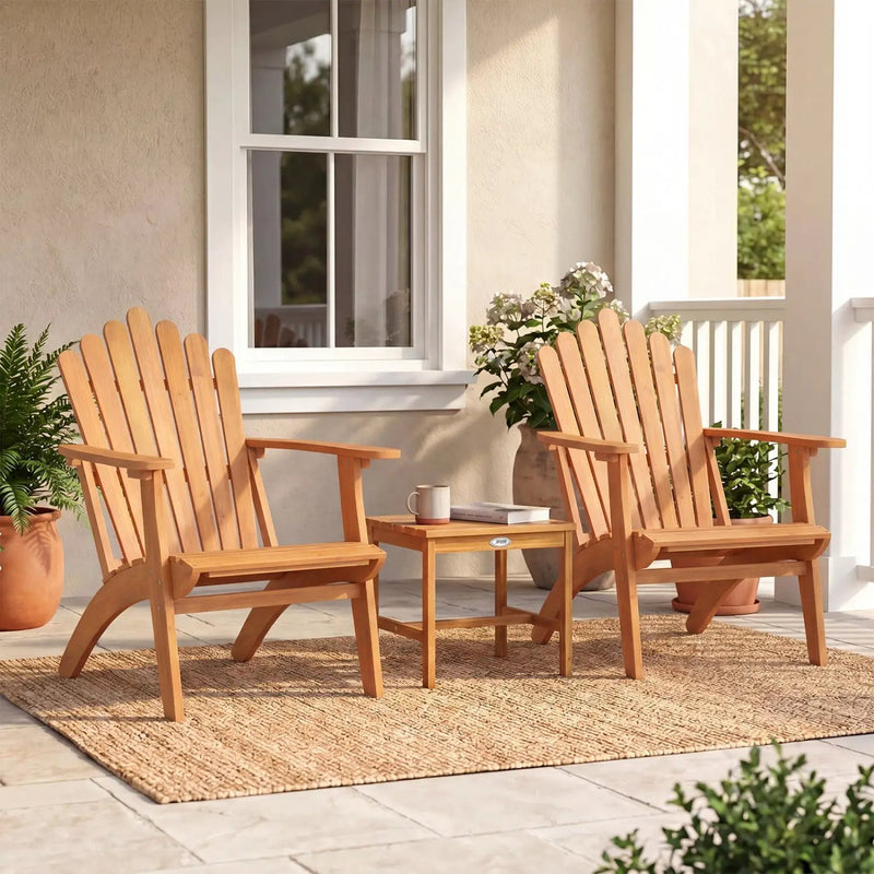 Adirondack Chair Set of 2 with Side Table - Acacia Wood by DirectDeals
