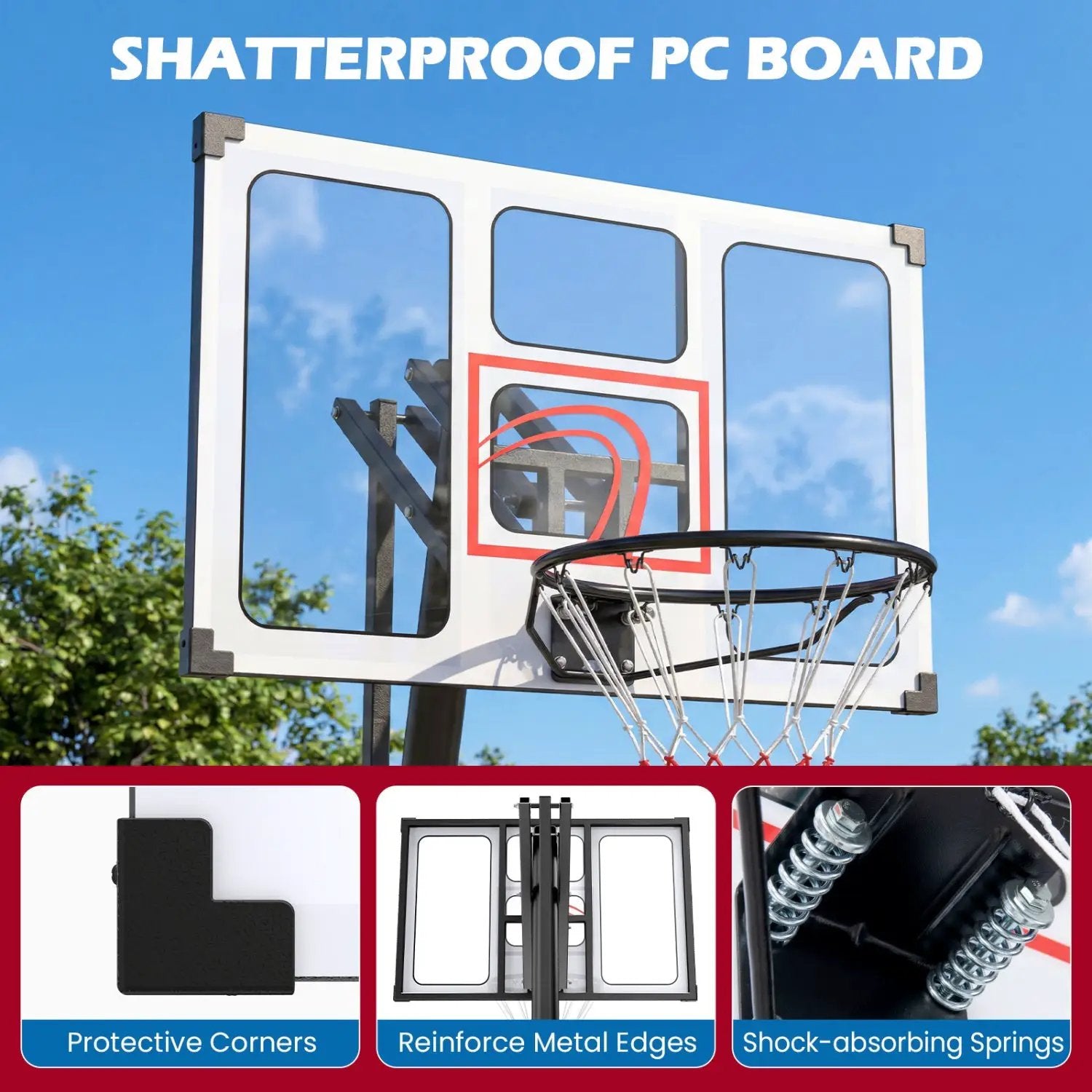 Portable Basketball Hoop Adjustable 4.9-10 Feet with Base by DirectDeals