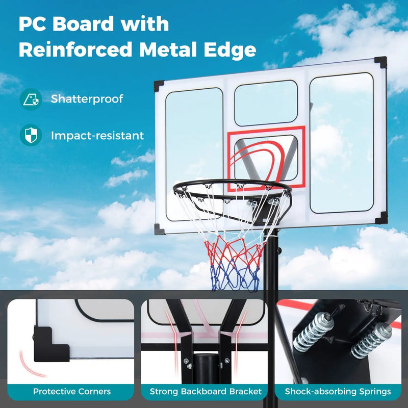Portable Basketball Hoop Adjustable 4.1-10 Feet with Base by DirectDeals