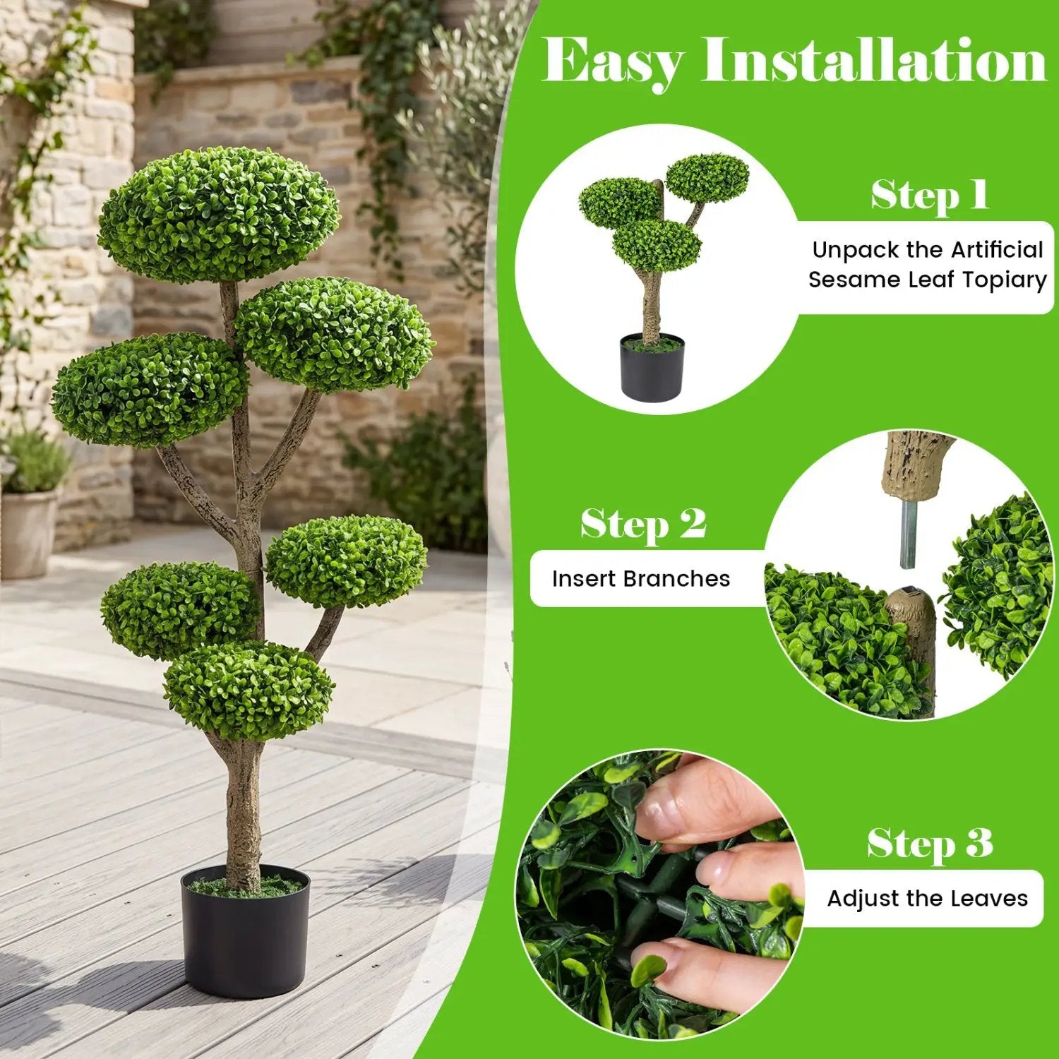 6-Ball Topiary Tree Set of 2 with Weighted Base by DirectDeals