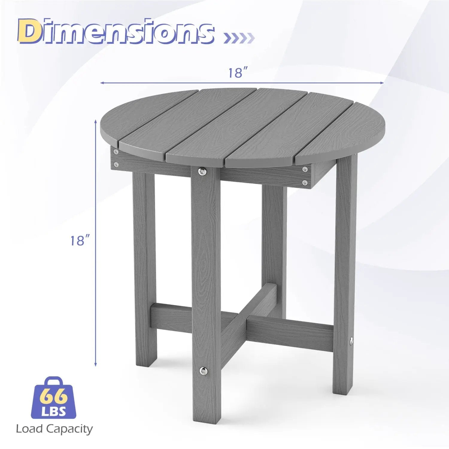 Adirondack Side Table 18x18 Weather-Resistant HIPS by DirectDeals