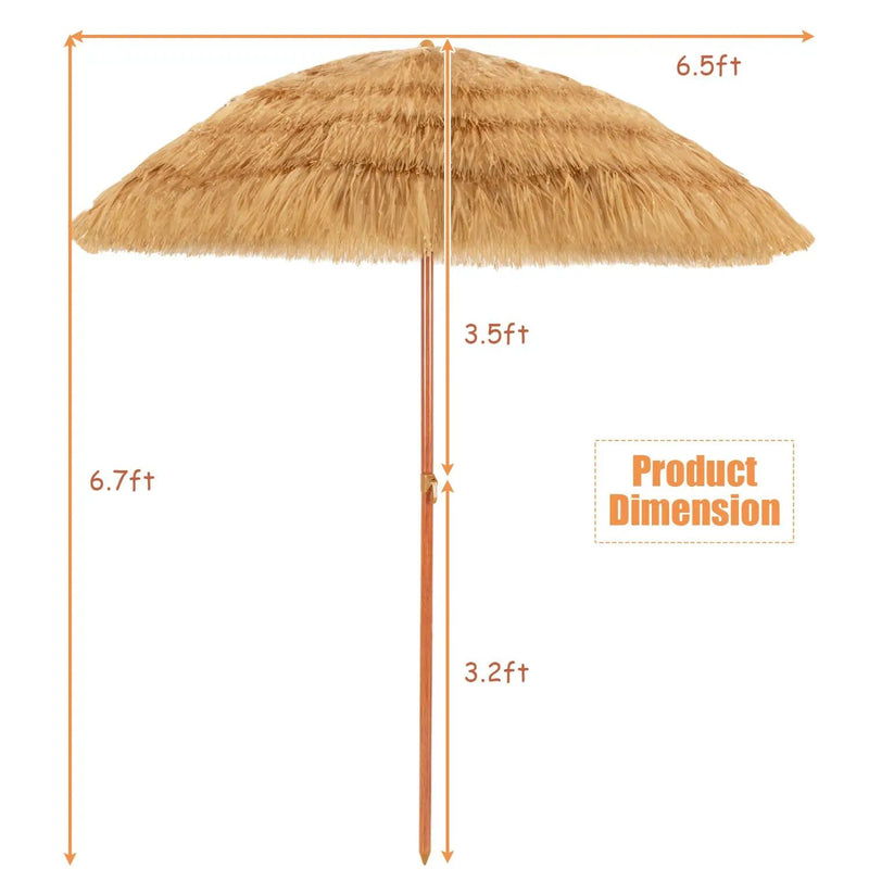 Tiki Beach Umbrella 6.5 Ft with Adjustable Tilt by DirectDeals