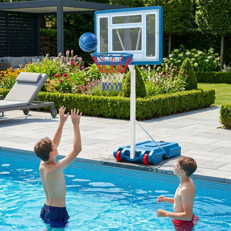 Adjustable Pool Basketball Hoop with Shatterproof Backboard by DirectDeals