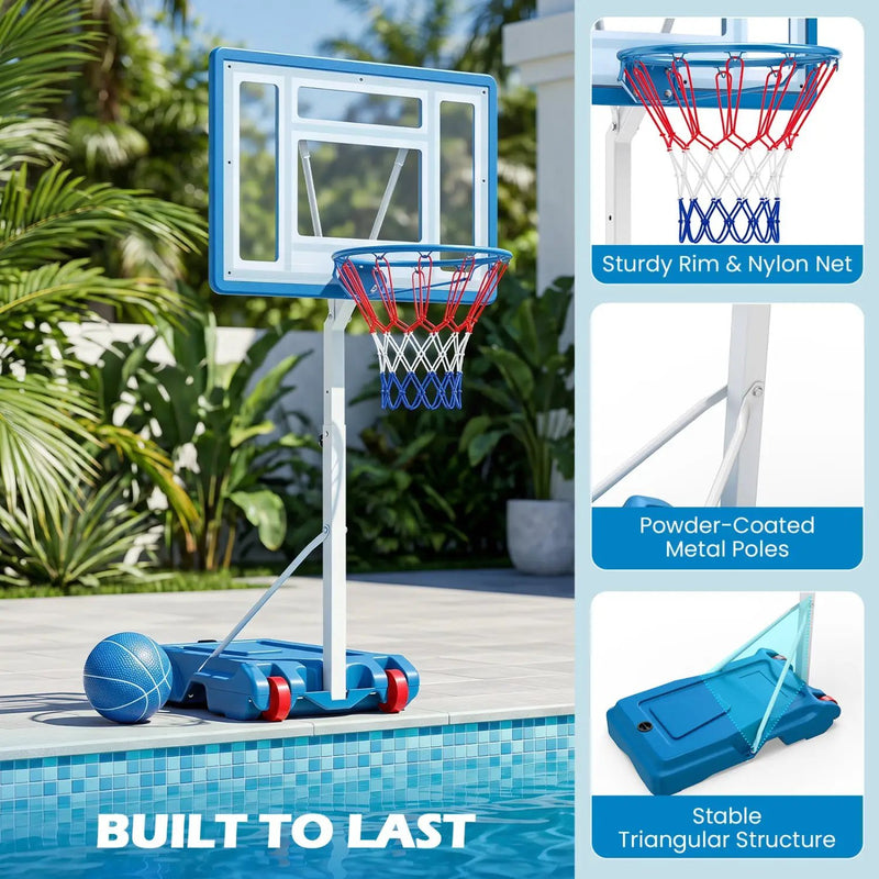 Adjustable Pool Basketball Hoop with Shatterproof Backboard by DirectDeals