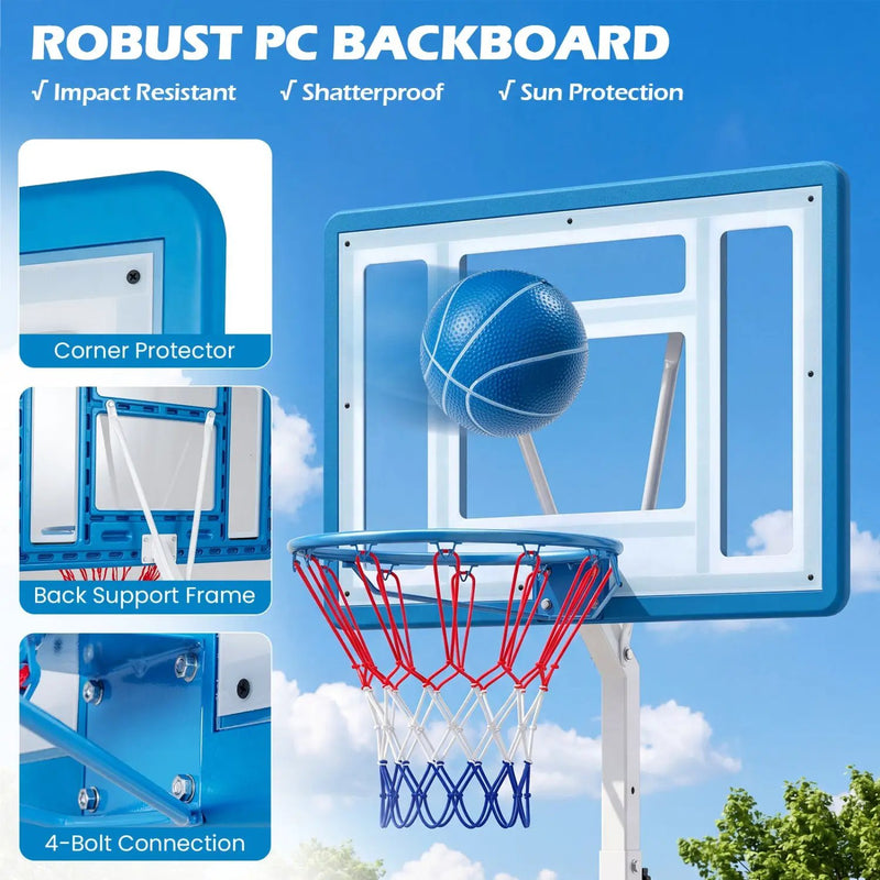 Adjustable Pool Basketball Hoop with Shatterproof Backboard by DirectDeals