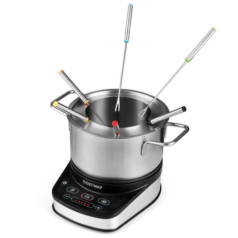 Electric Fondue Pot Set 3.2 QT with 6 Forks and Temperature Control by DirectDeals