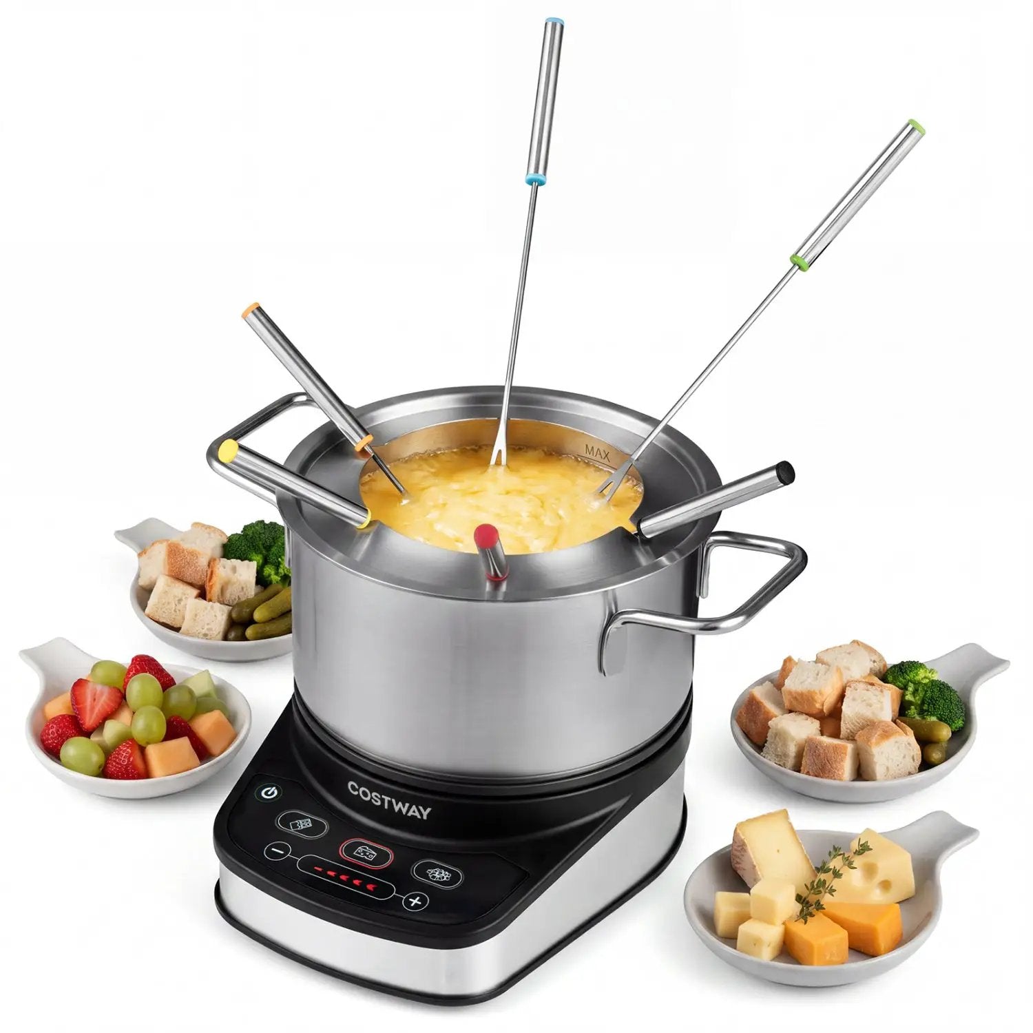 Electric Fondue Pot Set 3.2 QT with 6 Forks and Temperature Control by DirectDeals