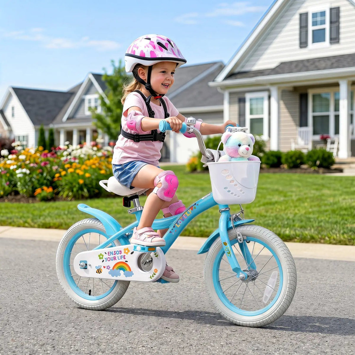 Girls Bike 12-18 Inch with Training Wheels and Basket by DirectDeals