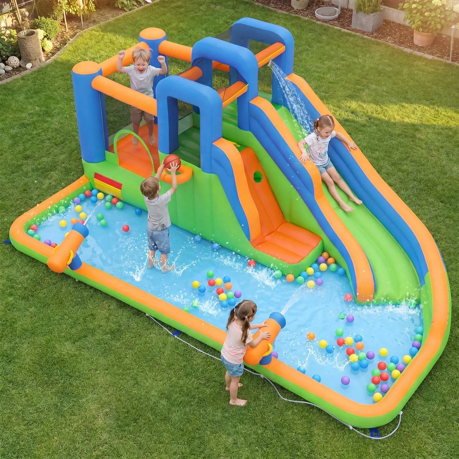 Inflatable Water Slide Park with 780W Blower and Splash Pool by DirectDeals