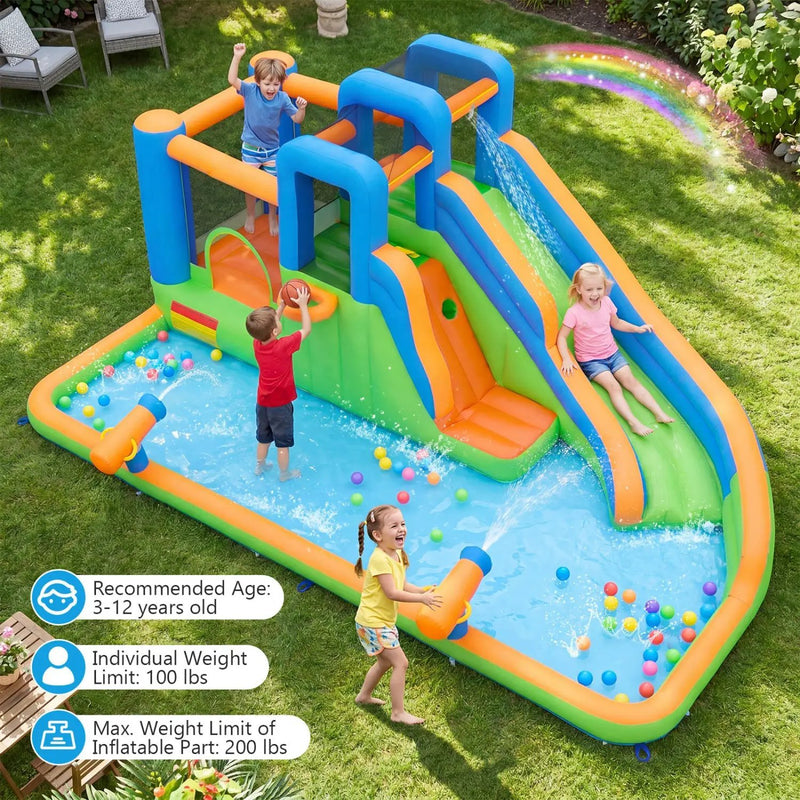 Inflatable Water Slide Park with 780W Blower and Splash Pool by DirectDeals