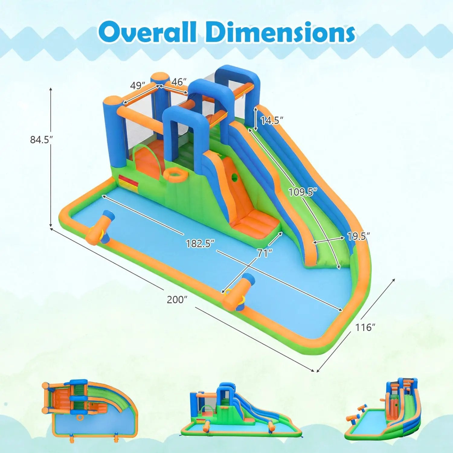 Inflatable Water Slide Park with 780W Blower and Splash Pool by DirectDeals