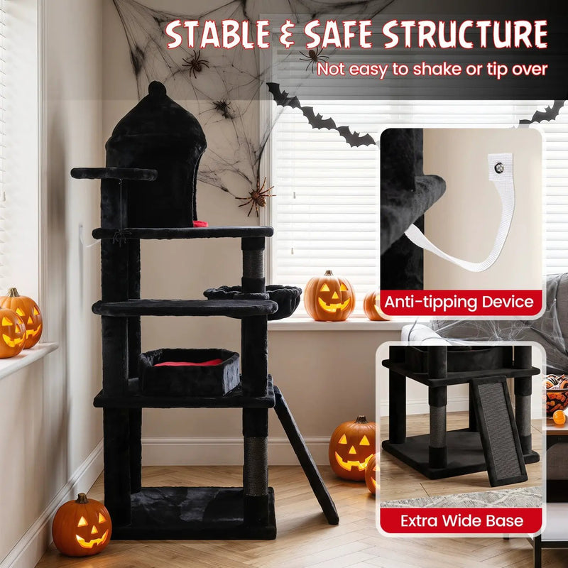 50-Inch Gothic Multi-Level Cat Tree with Castle House by DirectDeals