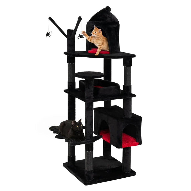 70-Inch Gothic Cat Tree with Castle and Coffin Bed by DirectDeals