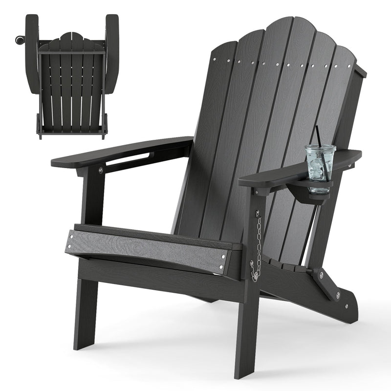 Folding Adirondack Chair with High Backrest - HDPE Weather Resistant by DirectDeals