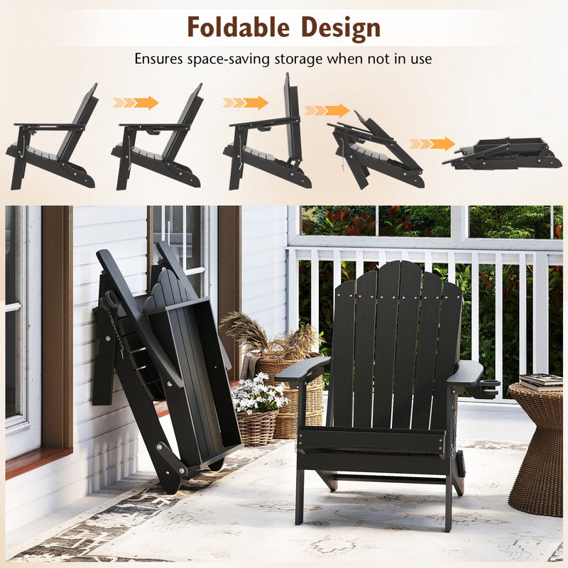 Folding Adirondack Chair with High Backrest - HDPE Weather Resistant by DirectDeals