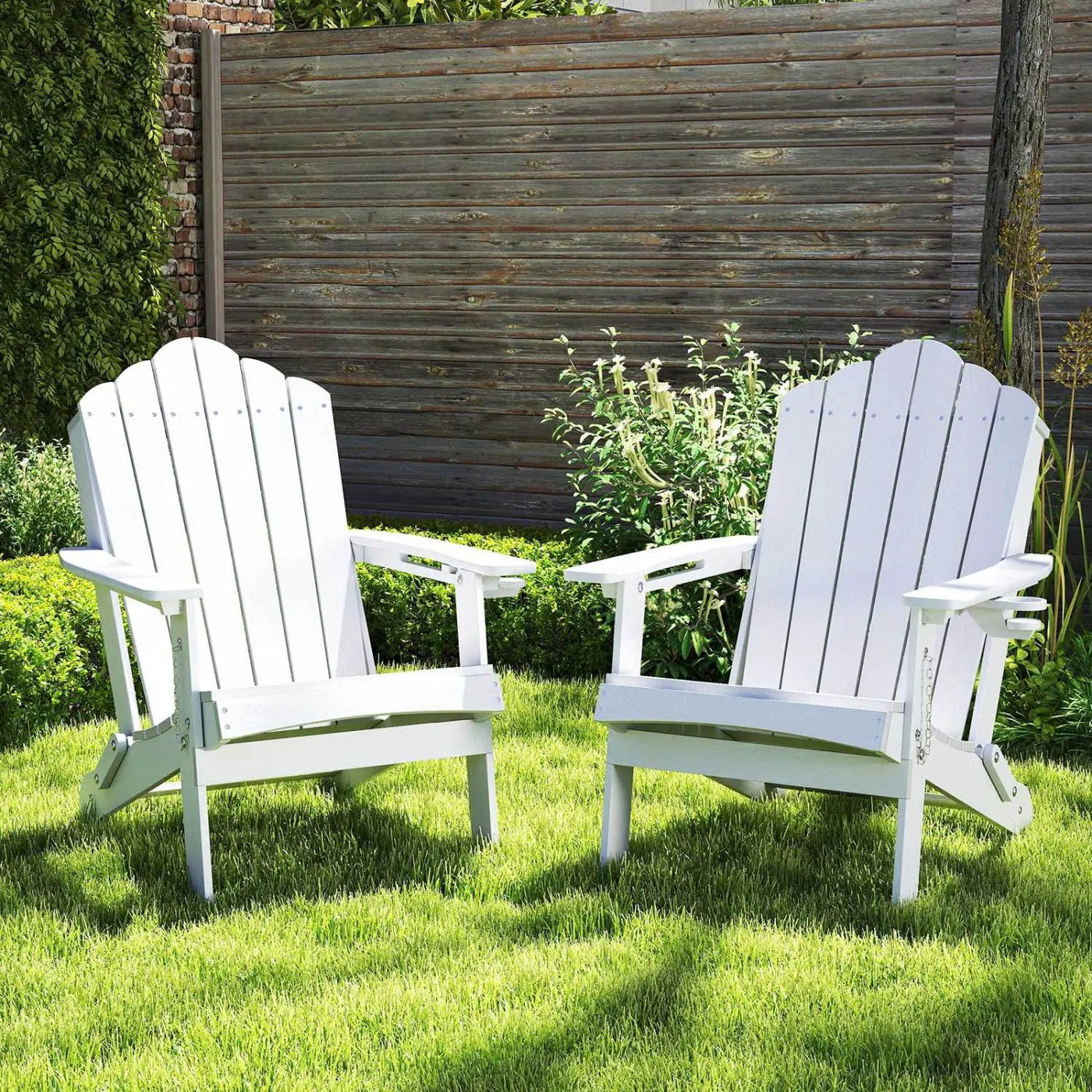 Folding Adirondack Chair with High Backrest - HDPE Weather Resistant by DirectDeals