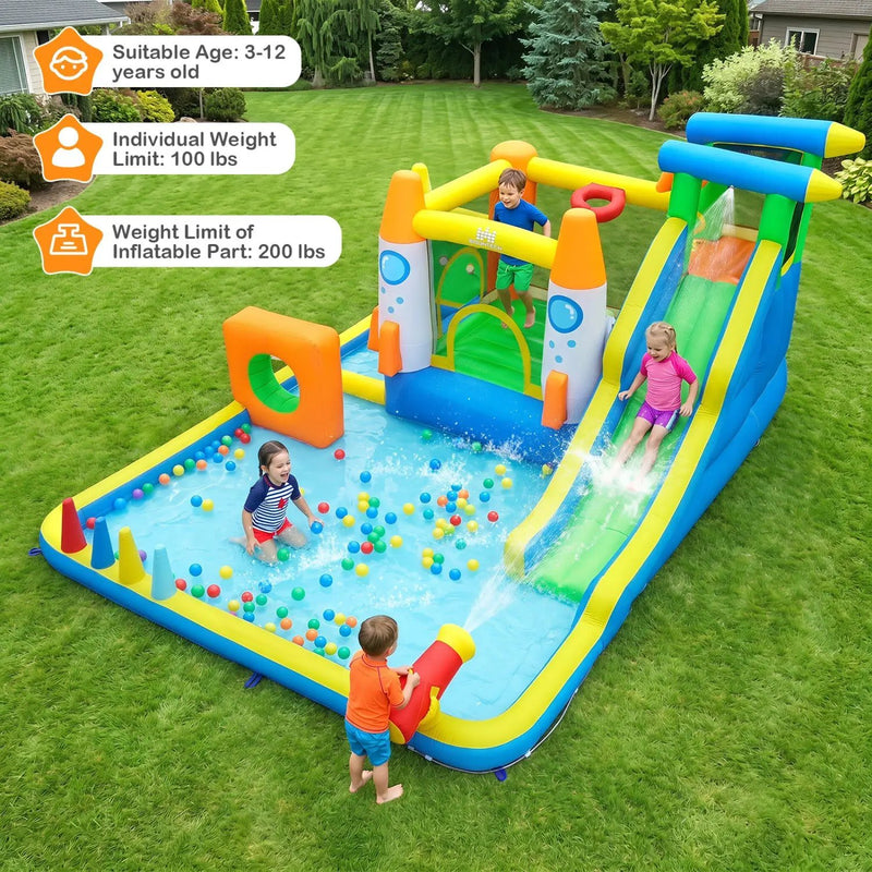10-in-1 Inflatable Bounce House with Water Slide and Blower by DirectDeals
