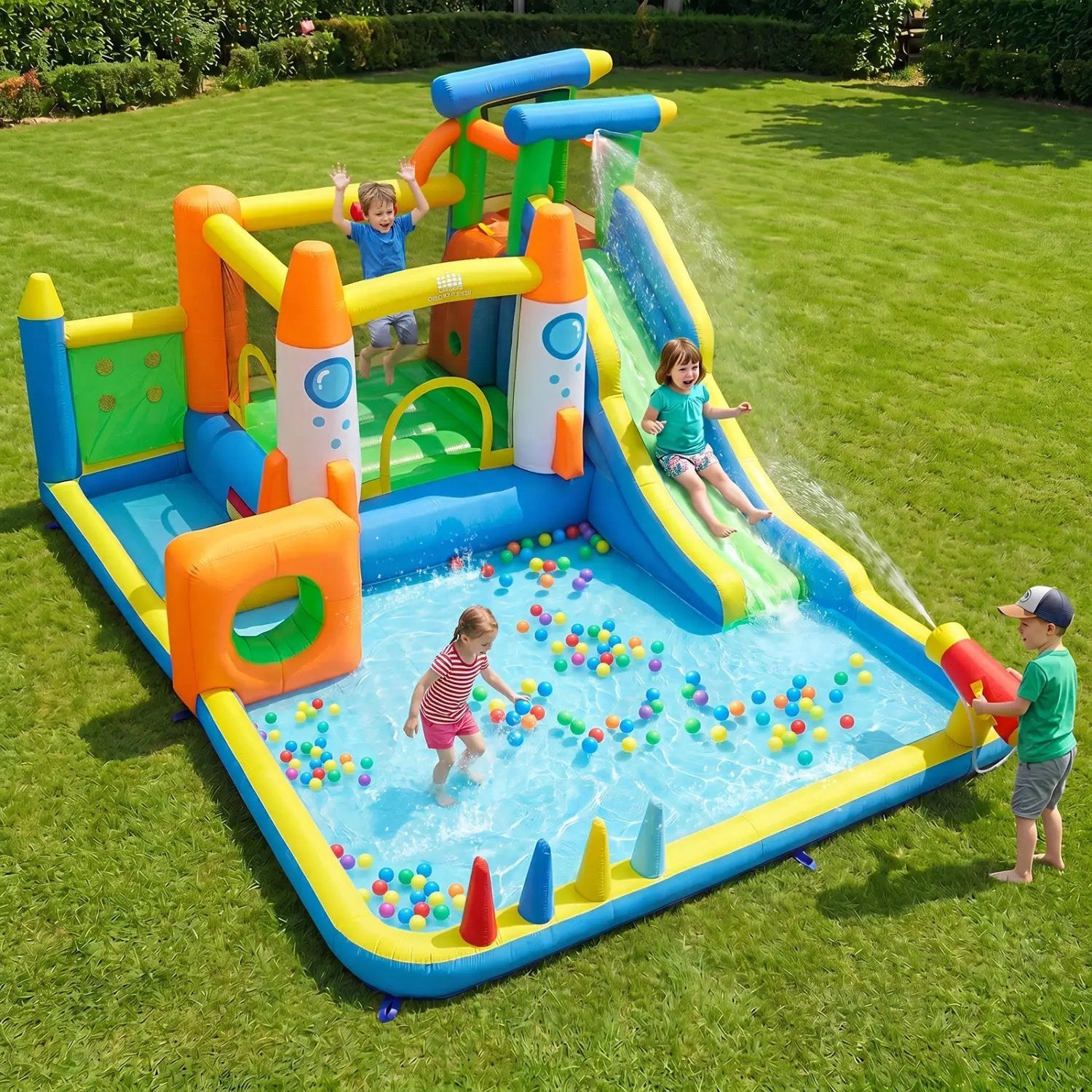 10-in-1 Inflatable Bounce House with Water Slide and Blower by DirectDeals