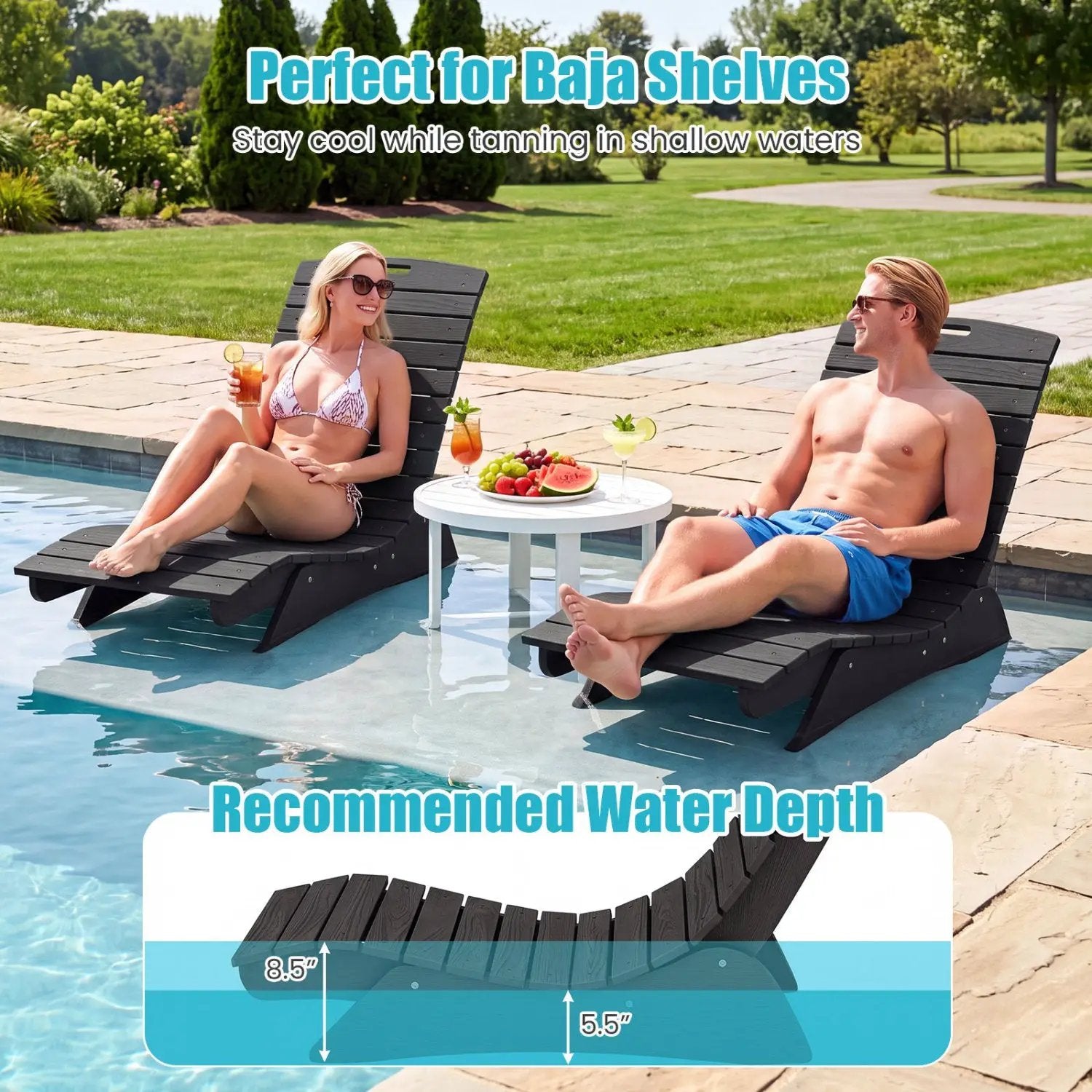 In-Pool Lounge Chair with Contoured Ergonomic Design by DirectDeals