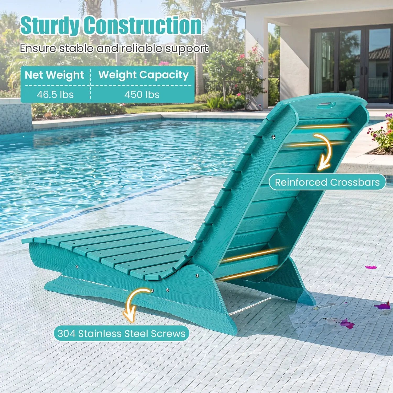 In-Pool Lounge Chair with Contoured Ergonomic Design by DirectDeals