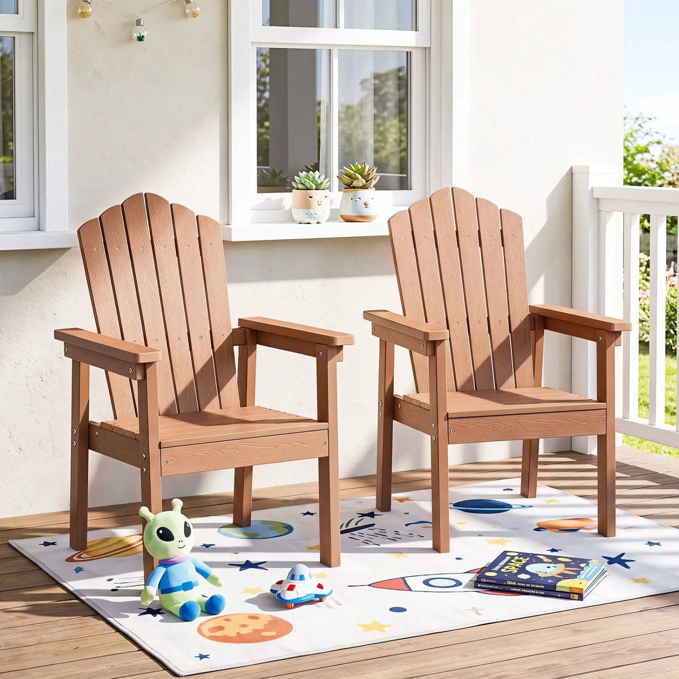 Adirondack Chair with High Backrest and Wide Armrests by DirectDeals