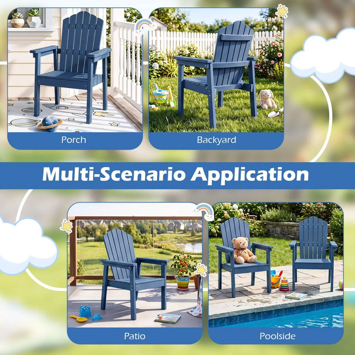 Adirondack Chair with High Backrest and Wide Armrests by DirectDeals