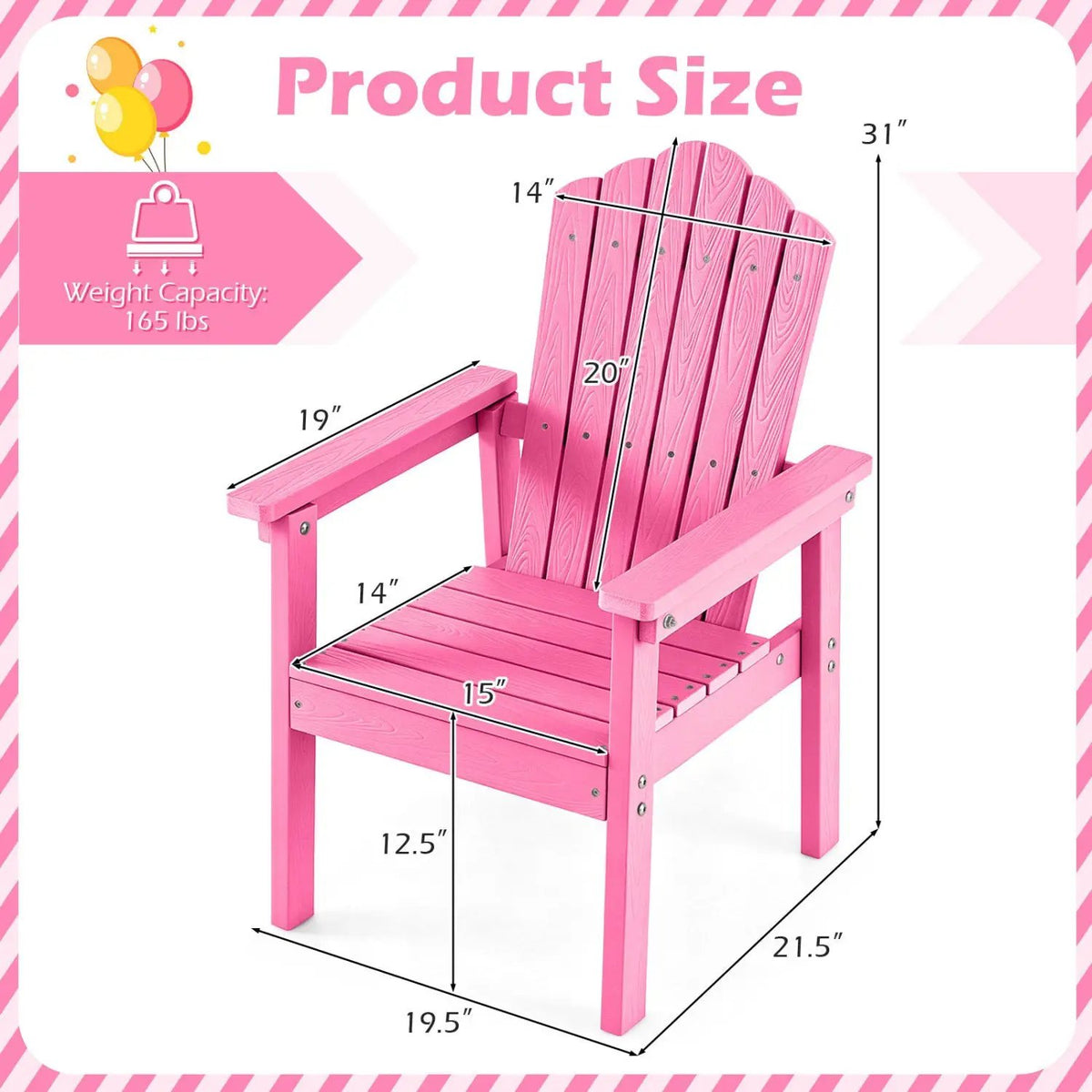 Adirondack Chair with High Backrest and Wide Armrests by DirectDeals