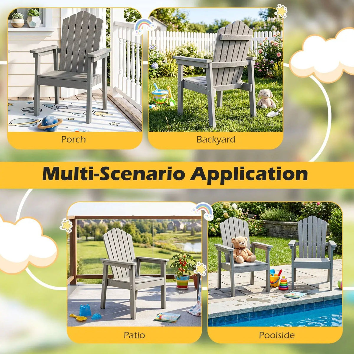 Adirondack Chair with High Backrest and Wide Armrests by DirectDeals
