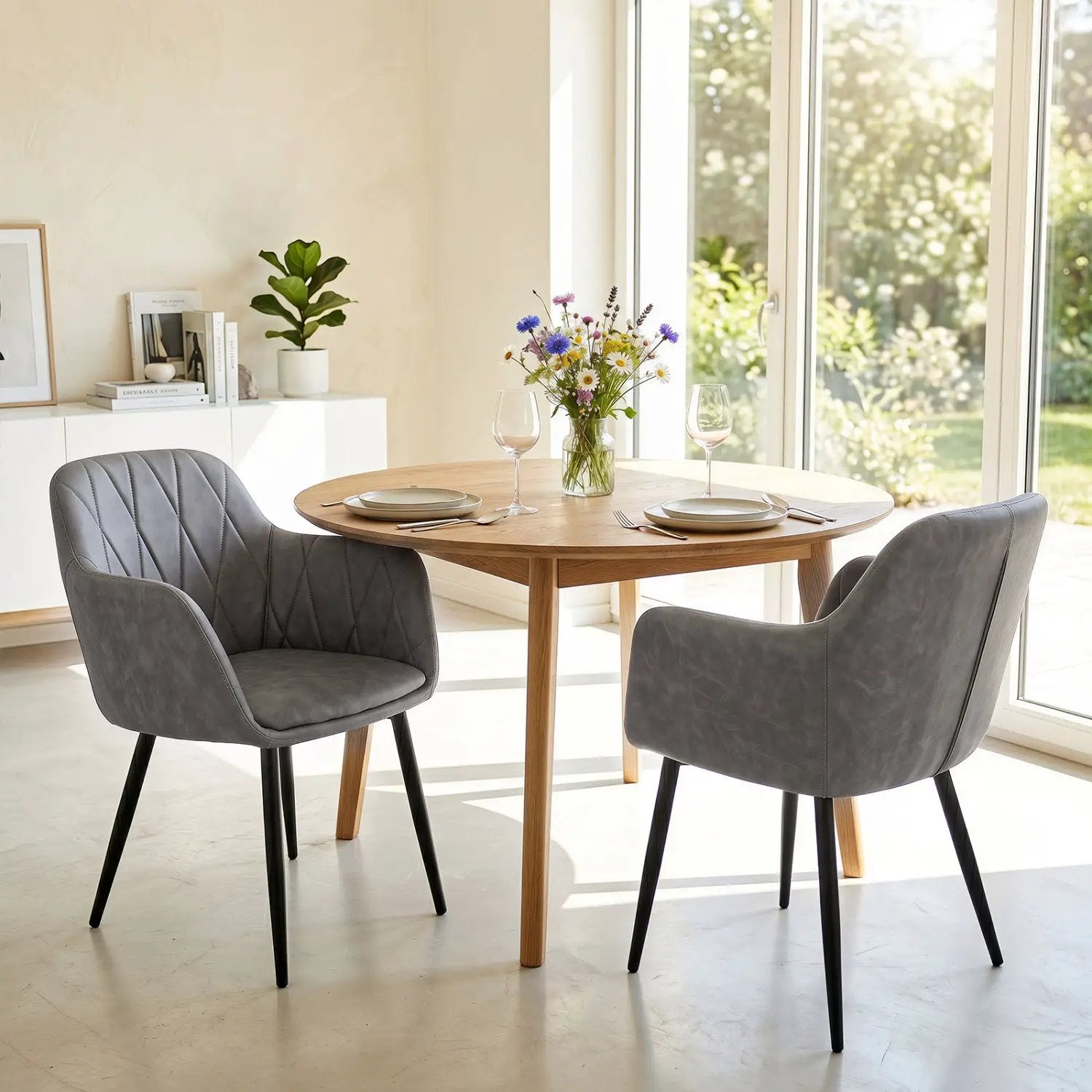Upholstered Dining Chairs Set of 2 with Curved Back by DirectDeals