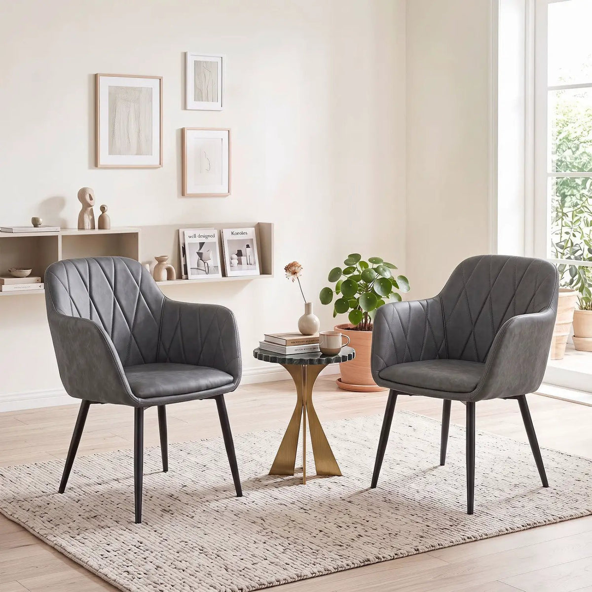 Upholstered Dining Chairs Set of 2 with Curved Back by DirectDeals