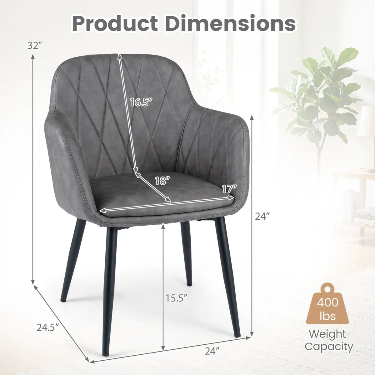 Upholstered Dining Chairs Set of 2 with Curved Back by DirectDeals