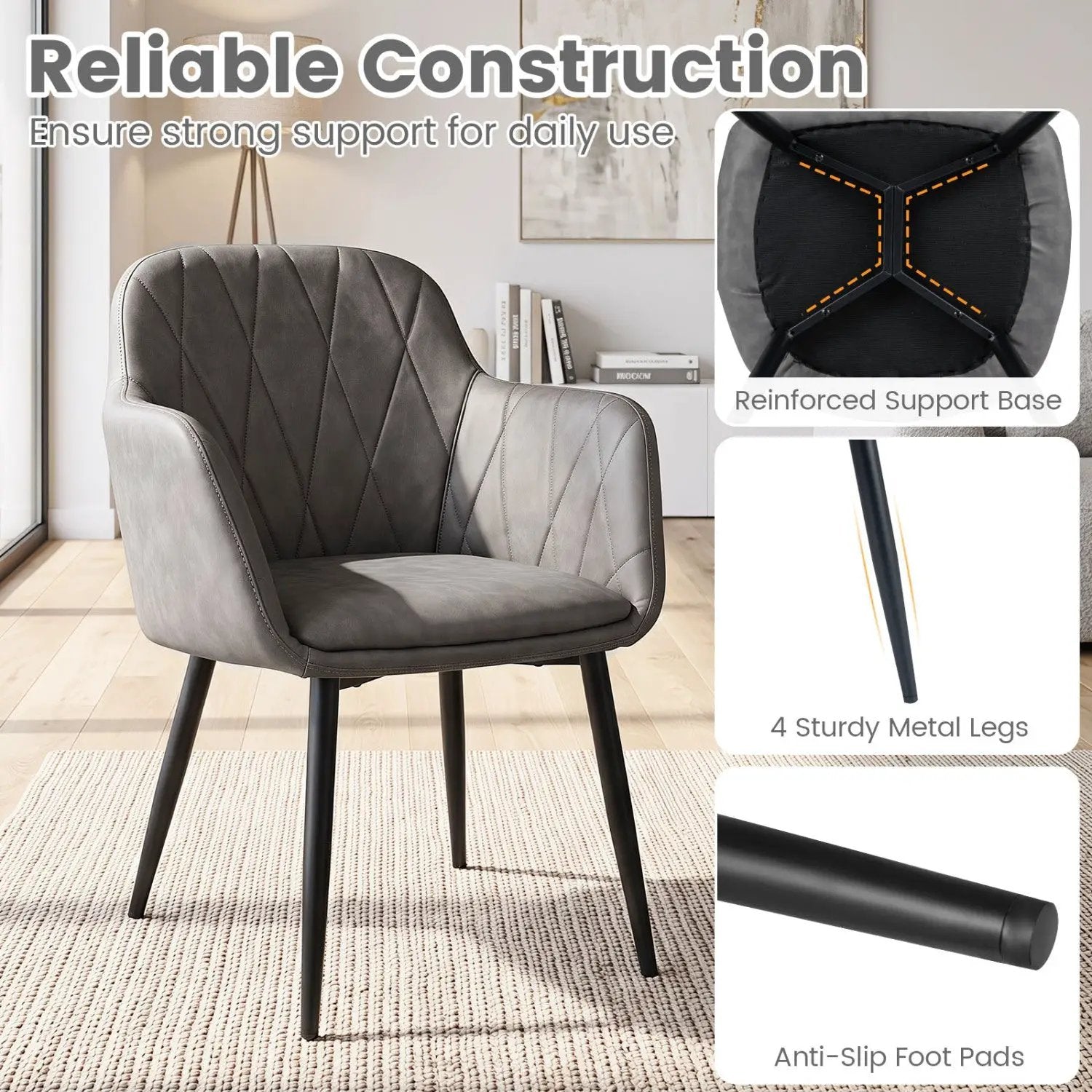 Upholstered Dining Chairs Set of 2 with Curved Back by DirectDeals