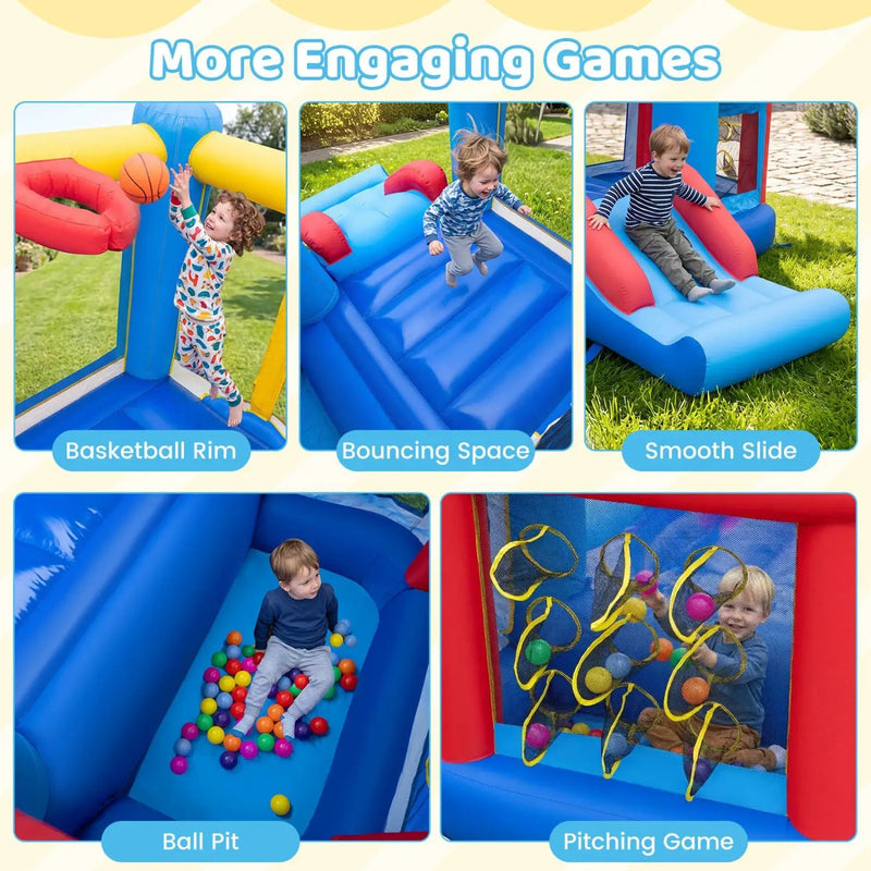 Inflatable Bounce House with Slide, Ball Pit & Basketball Hoop by DirectDeals
