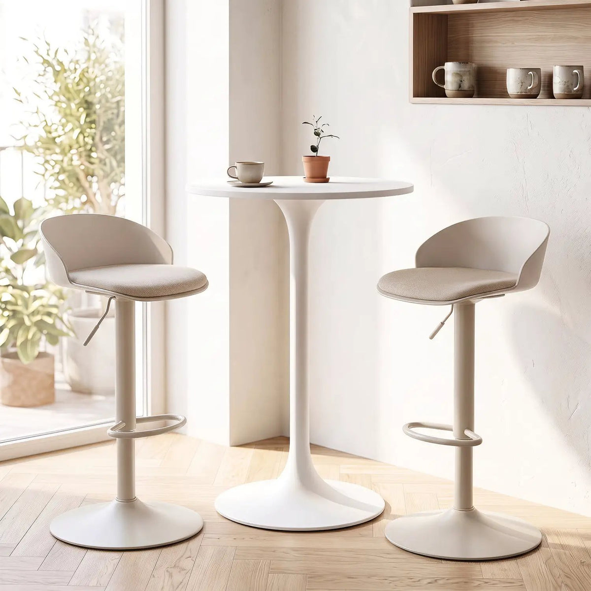 Adjustable Swivel Bar Stools Set of 2 with Back & Footrest by DirectDeals