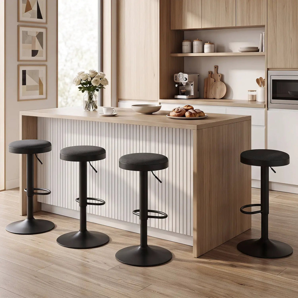 Adjustable Bar Stools Set of 2 with Padded Seat by DirectDeals