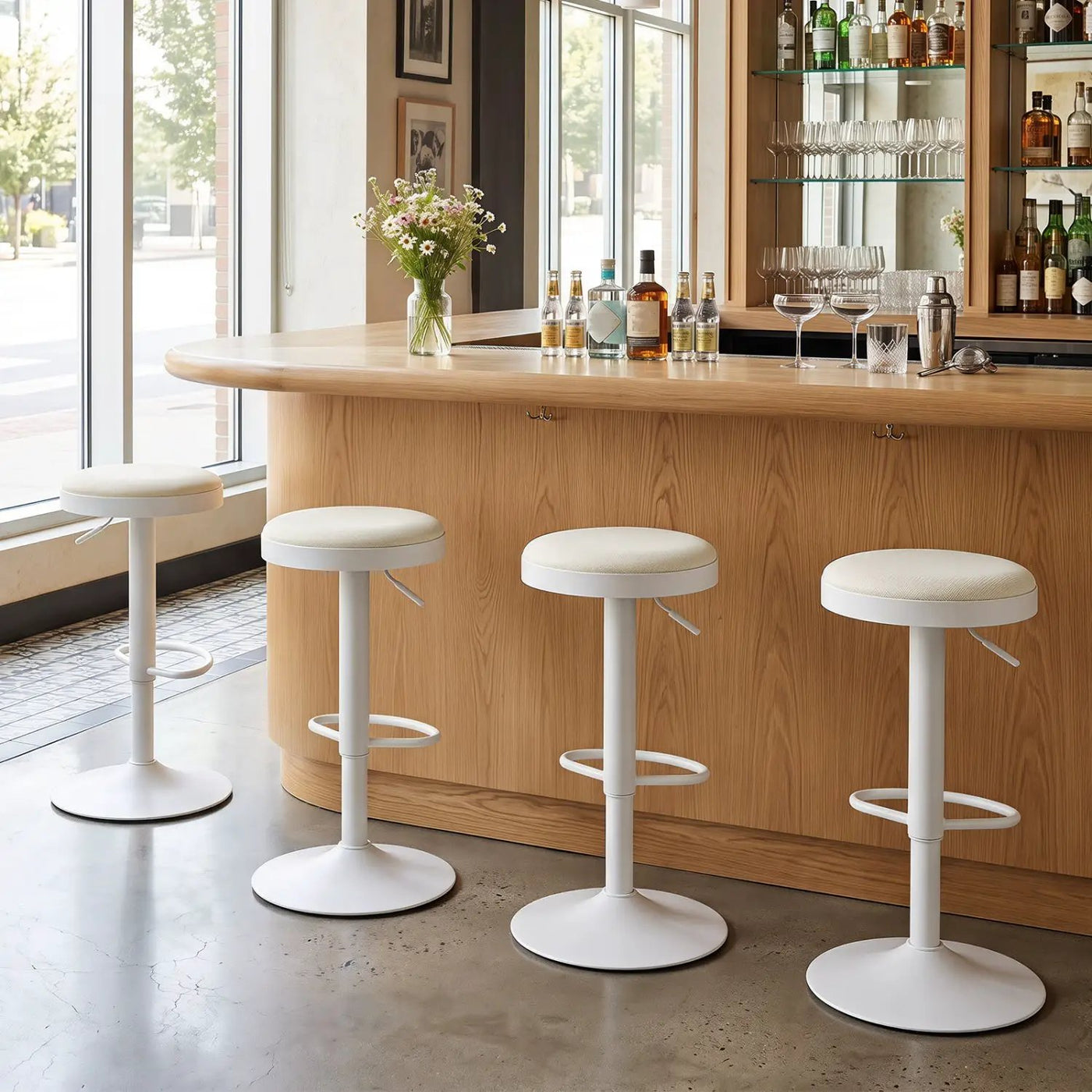 Adjustable Bar Stools Set of 2 with Padded Seat by DirectDeals