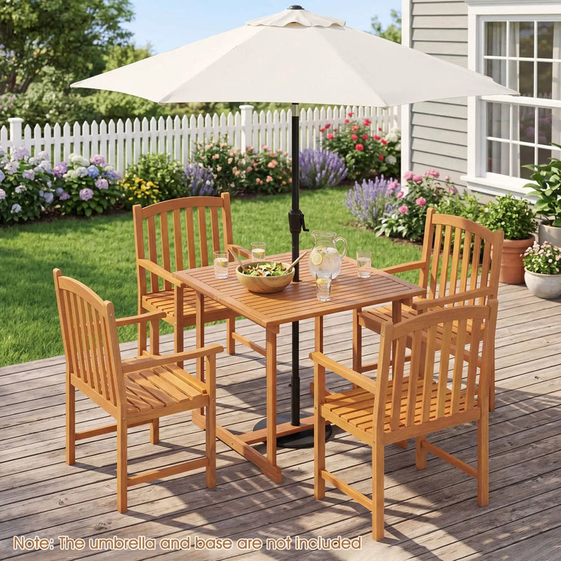 5-Piece Acacia Wood Patio Dining Set for 4 with Umbrella Hole by DirectDeals
